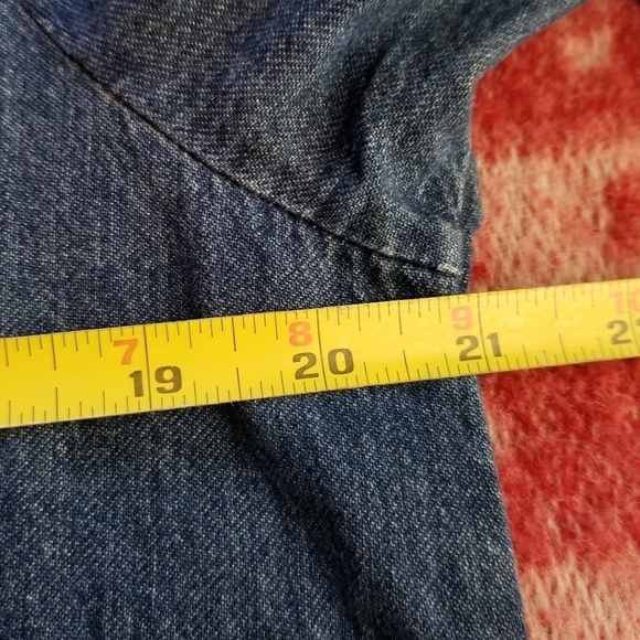 LL Bean Womens Maxi Dress Size 12 Denim Long Sleeve Button Front Modest Western - Picture 11 of 14